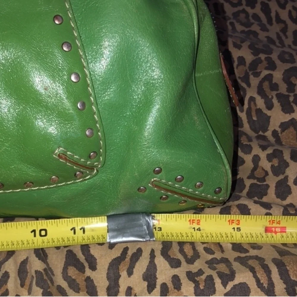 Micheal Kors Astor chartreuse green studded  Leather bag rare ,very clean